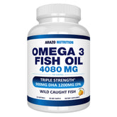 Arazo Nutrition wild-caught omega-3 bottle front showing high-potency formula for daily use.