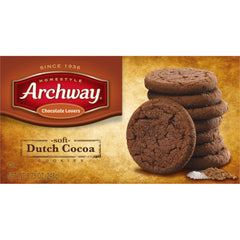 Archway Dutch Cocoa Cookies on plate with milk, ideal afternoon snack.