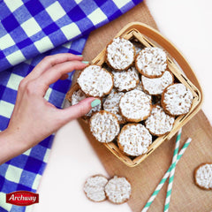 Archway Iced Oatmeal Cookies creamy icing top for a classic treat.