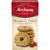 Archway Raspberry Filled Cookies box front: nostalgic snack with Archway quality