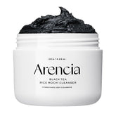 ARENCIA Black Tea Rice Mochi Cleanser packaging showcases premium formula for oily skin.
