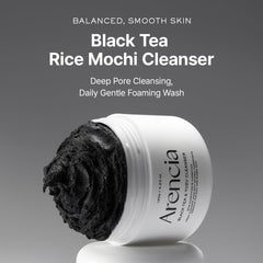 ARENCIA Cleanser texture close-up reveals gentle exfoliating grains for balanced cleansing.