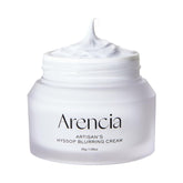ARENCIA Hyssop Blurring Cream jar closeup showing rich hydration for calm skin.