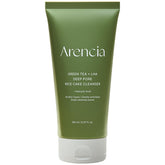 ARENCIA cleanser bottle showcasing salicylic acid and green tea for deep pore cleansing.