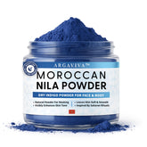 Argaviva Moroccan Nila powder jar on wood for radiant, even-toned skin.