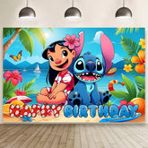 ARHAVI Stitch backdrop front view enhances birthday photo moments.