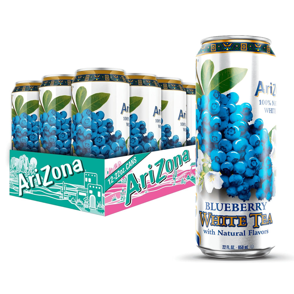 AriZona Blueberry White Tea can front view for quick on-the-go refreshment.