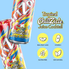 Arizona Tropical ChillZicle shows tropical fruits for a refreshing treat.