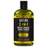 Arlo's Pro-Growth beard wash bottle with vanilla sandalwood and menthol for a refreshing cleanse.