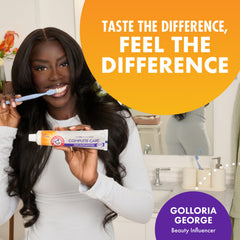 Close-up of baking soda toothpaste showing gentle whitening action.