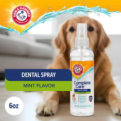 Arm & Hammer dog dental spray mint flavor freshens breath.