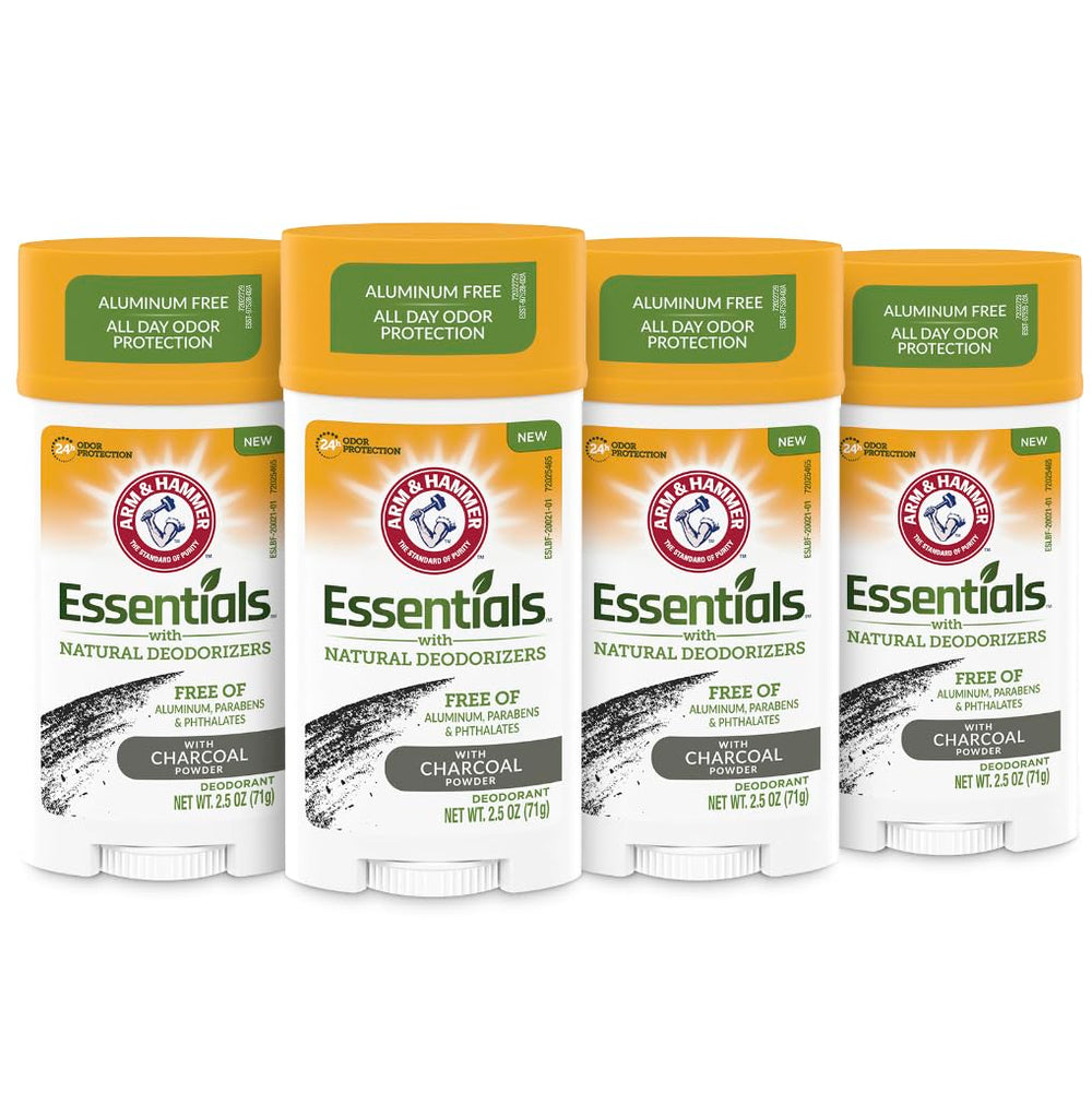 Arm & Hammer Essentials Charcoal Deodorant pack front view for active days.