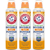 Arm & Hammer invisible body powder spray bottle for all-day freshness and moisture control.