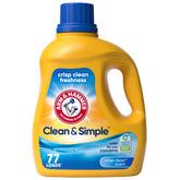 ARM & HAMMER Clean & Simple bottle pour shows easy dosing for cold-water laundry.