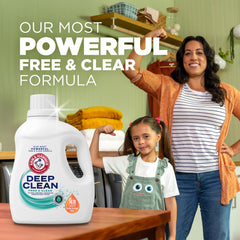Arm & Hammer Deep Clean Free & Clear cap measure shows simple loading guidance for medium loads.