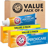 Arm & Hammer Peroxicare toothpaste tube close-up showing gum health support