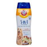 Arm & Hammer for Pets 5-in-1 dog shampoo bottle with vanilla sandalwood scent.