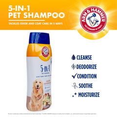 Arm & Hammer for Pets 5-in-1 shampoo lather on a dog's coat.