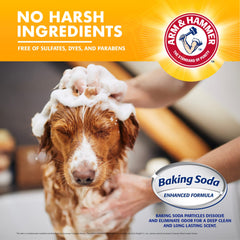 Arm & Hammer for Pets 5-in-1 ingredients close-up with baking soda, oatmeal, aloe, shea butter.