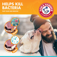 Arm & Hammer Pets dog spray applied to teeth and gums.