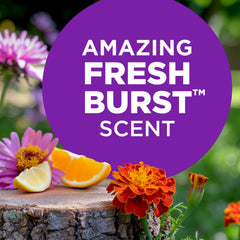 Laundry room scene featuring Arm & Hammer Plus OxiClean Fresh Burst scent.