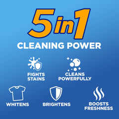 Stain-fighters graphic on Arm and Hammer Plus OxiClean packaging