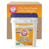 Arm & Hammer powder laundry detergent 18lb bucket for bulk commercial use.