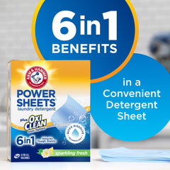 Power Sheets dissolving in water, fast-acting cleaning power.