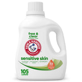 ARM & HAMMER Sensitive Skin Free & Clear bottle front showing fragrance-free formula for gentle skin care