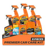 Armor All Premier Car Care Kit box displayed with eight detailing products for interior and exterior shine