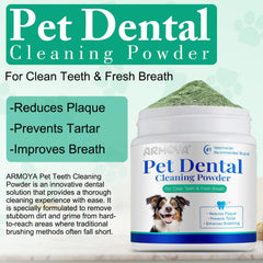 Powder sprinkled into dog food to mix with meals for easy care