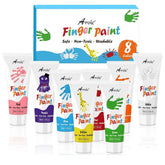 AROIC 8-color washable finger paint set for mess-free creativity