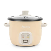 AROMA Mini Rice Cooker front view for compact kitchens and easy meals.