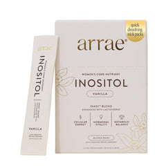 Arrae Inositol vanilla stick-pack for convenient daily hormonal support.