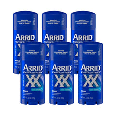 Arrid XX Extra Extra Dry Cool Shower stick six-pack for daily moisture control.