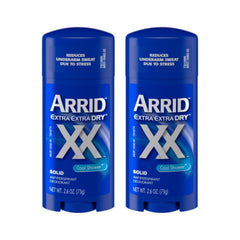 Arrid XX Extra Extra Dry bottle with Cool Shower scent offering all-day protection