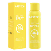 arstech setting spray bottle with lime scent provides long-lasting makeup hold.