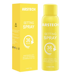 arstech setting spray bottle with lime scent provides long-lasting makeup hold.