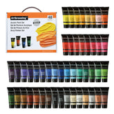Artbreezing 48-color acrylic paint tubes closeup showing pigment-rich range for vibrant artworks