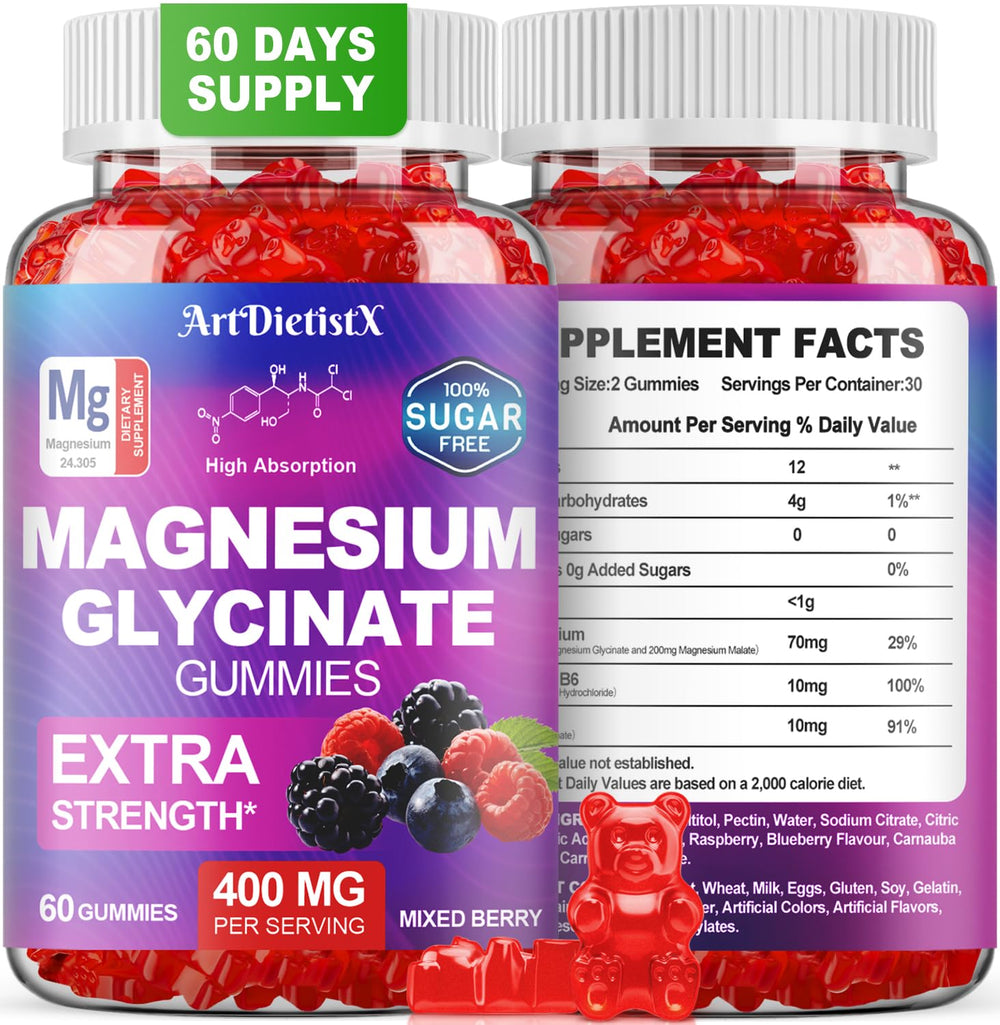ArtDietistX Magnesium Glycinate Gummies bottle for daily wellness