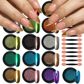 Artdone chrome powder jar close-up showing pearlescent mirror finish for gel nails