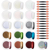 Artdone 16 colors chrome nail powder set with iridescent finishes for gel nails
