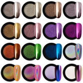 Artdone chrome nail powder collection swatches for vivid mirror finish