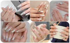 Artdone White Pearl Chrome on nail displaying iridescent aurora effect