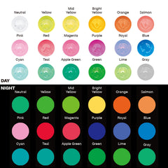 Artecho neon glow paint set open packaging for easy color selection