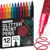 Artistro glitter paint pens on glass for quick-dry shimmer and marking