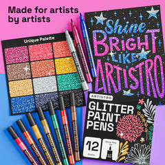 Artistro glitter paint pens used in rock painting with bold sparkle