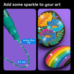Artistro glitter pens highlighting wood crafting with precise detail