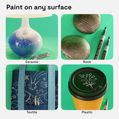 ARTISTRO 2 silver markers for rock painting with solid, opaque color.
