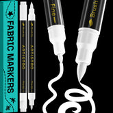 ARTISTRO 2 white dual-tip markers pack for precise lines on fabrics.